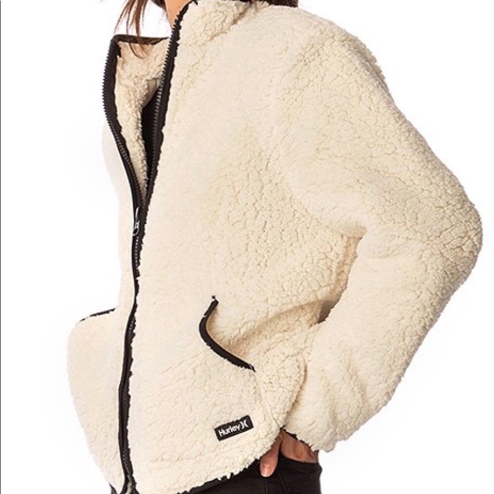 Ivory Sail Zip-Up Sherpa Jacket size L
